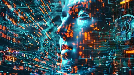 Abstract technology background with face