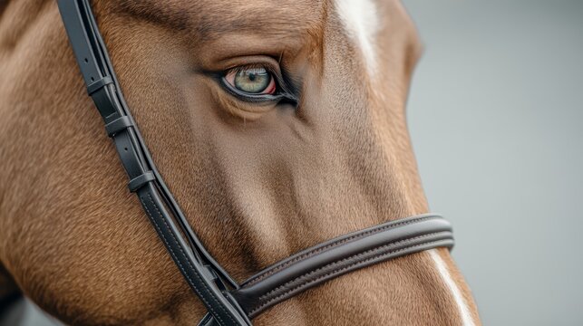 Elegant Dramatic close up of a horses eye reflecting a jockey mid race with vibrant colors and intense focus  - Powered by Adobe