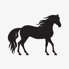 Minimalistic black silhouette icon horse