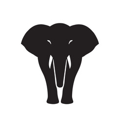 Majestic Elephant Silhouette Black and White Graphic