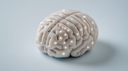 Elegant Futuristic glowing data lines connecting a quantum processor and an AI brain representing collaboration on a gradient blue and silver background 