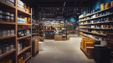 Obraz premium Well Stocked Grocery Store Aisles With Various Goods