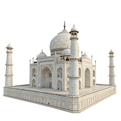 Obraz premium 3D Perspective View of Taj Mahal isolated on white background as transparent. PNG. AI GENERATED.