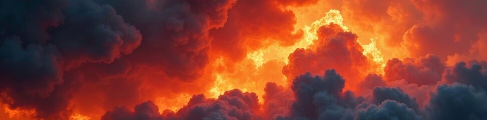 Scorching heat emanating from a cloud of fire, fire, vapor