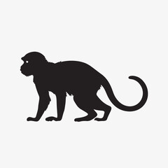Obraz premium Minimalistic black silhouette icon monkey
