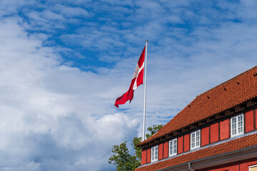 The Danish Flag flying at Fortress Kastellet in Copenhagen