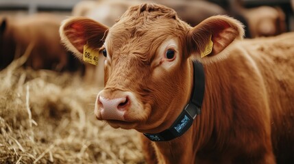 Young Brown Cow with Smart Tracker