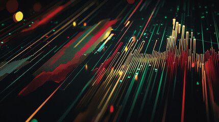 Abstract black background with Colorful charts and graphs with statistics to innovative analyze business potential and forecast future development of companies growth.