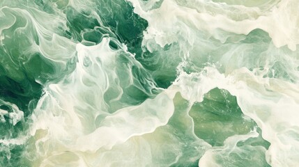 Obraz premium Abstract Green and White Swirling Water Pattern