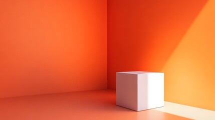 White Cube in an Orange Room Corner