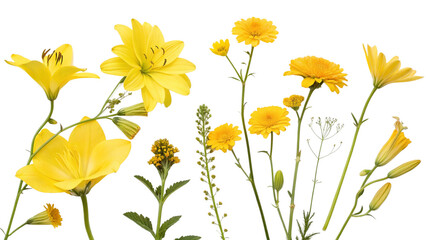 yellow flowers isolated on white