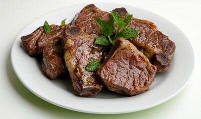 Tender roasted lamb served with mint sauce on a smooth plate, showcasing classic Irish flavors in a modern setting