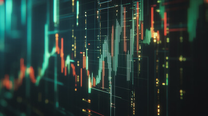 Abstract black background with Colorful charts and graphs with statistics to innovative analyze business potential and forecast future development of companies growth.