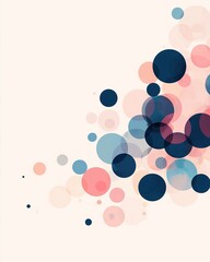 Fototapeta premium A vibrant composition of overlapping circles in pastel and dark hues, creating a playful and modern abstract design against a light background.