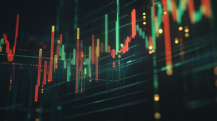 Abstract black background with Colorful charts and graphs with statistics to innovative analyze business potential and forecast future development of companies growth.