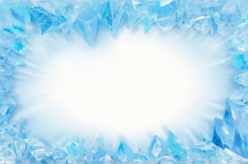 Blue ice crystal border with white text space.