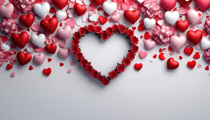 Obraz premium red hearts on a white background