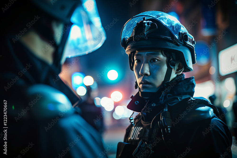 Poster generative ai image of policeman working in prison