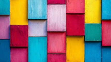 A colorful wall made of blocks of different colors
