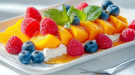 Bright Breakfast, a wholesome and energizing morning meal featuring golden toasts, a colorful assortment of fresh fruits, juicy berries, crisp vegetables, and a refreshing glass of freshly squeezed ju