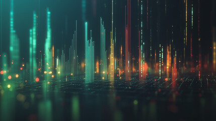 Abstract black background with Colorful charts and graphs with statistics to innovative analyze business potential and forecast future development of companies growth.