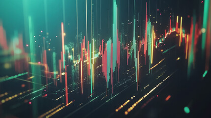 Abstract black background with Colorful charts and graphs with statistics to innovative analyze business potential and forecast future development of companies growth.