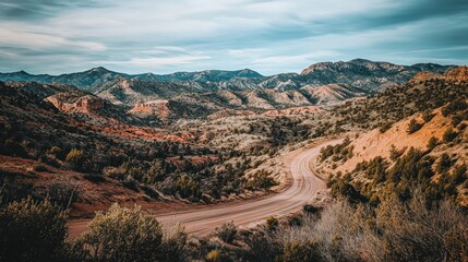 Winding Desert Road Through Majestic Mountains