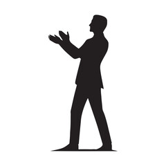 Active clapping pose of a person captured in silhouette - clapping person silhouette - clapping person vector - clapping person illustration - applause silhouette - clapping vector
