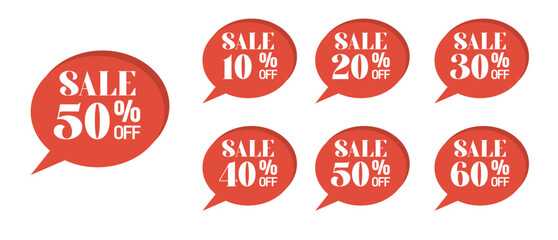 Mega sale 10,20,30,40,50,60,70,80,90 percent on circle red label set 