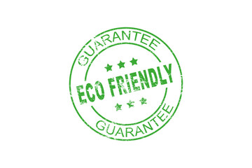 ECO Friendly 100 percent natural guarantee green rubber stamp symbol or icon isolated on white...