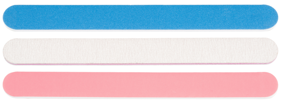 Nail files. Set of new nail files. Professional double sided nail buffers with very soft and grit coarser for natural or acrylic, gel nails. Beauty nails salon. Manicure and pedicure tool for fingers