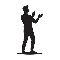 Expressive clapping gesture in silhouette form - clapping person silhouette - clapping person vector - clapping person illustration - applause silhouette - clapping vector

