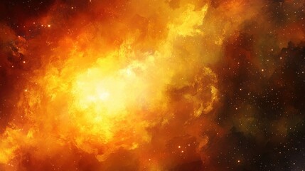 Naklejka premium Fiery Cosmic Nebula with Bright Central Star