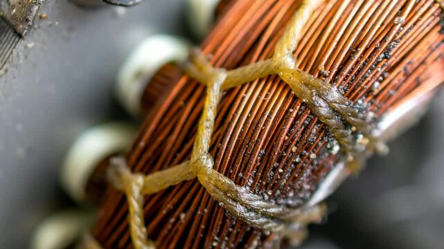 copper wires from the motor winding. background