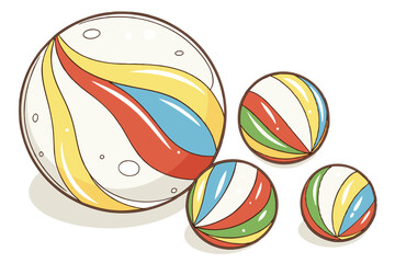 Colorful glass marbles, vibrant swirls, transparent spheres, cat's eye marbles, multicolored orbs, reflective surfaces, macro photography, bright colors, assorted sizes, nostalgic toys, smooth texture