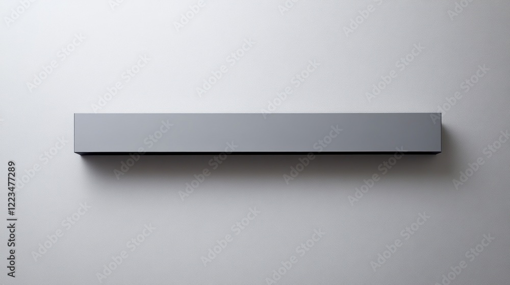 Aufkleber a grey rectangular shelf mounted on a white wall