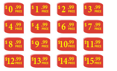 Red Stickers, Set of red sale labels, Set Pricing And Offer Stickers	