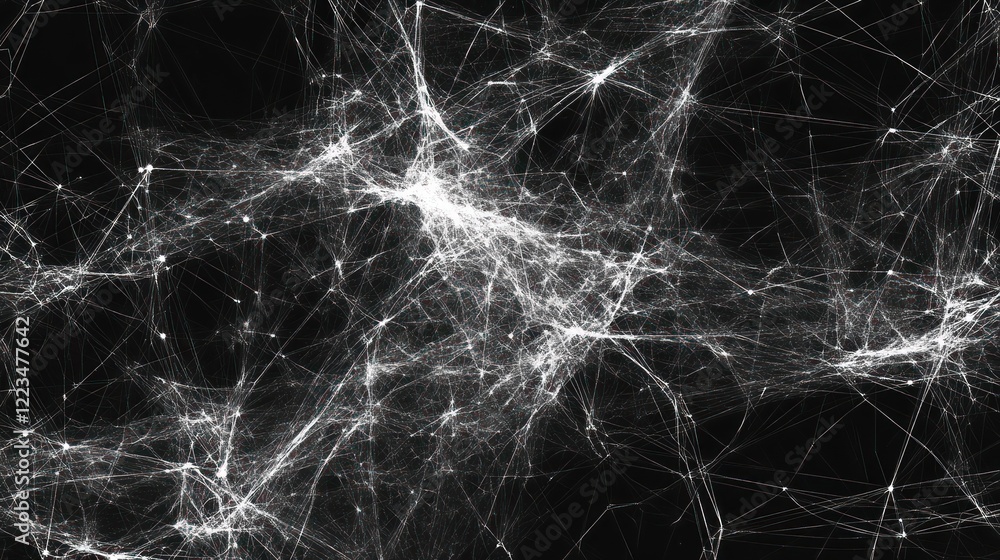 Poster intricate weblike structure against dark background