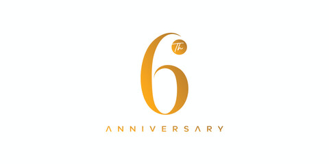 Elegant and professional 6st anniversary logo design with gold accents