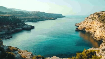 Serene Coastal Inlet Between Dramatic Cliffs
