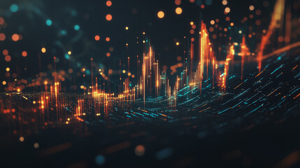 Fototapeta premium Abstract black background with Colorful charts and graphs with statistics to innovative analyze business potential and forecast future development of companies growth.