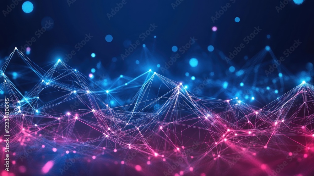Aufkleber Abstract Digital Network Connecting Points of Light