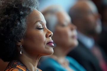 Fototapeta premium Church Choir Singing Hymns in Beautifully Lit Sacred Atmosphere, Generative AI