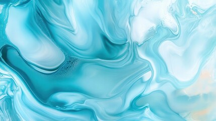 Abstract Fluid Art Teal and White Swirls