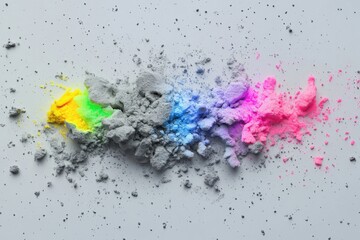 Abstract highresolution image with muted grey pigment and neon accents