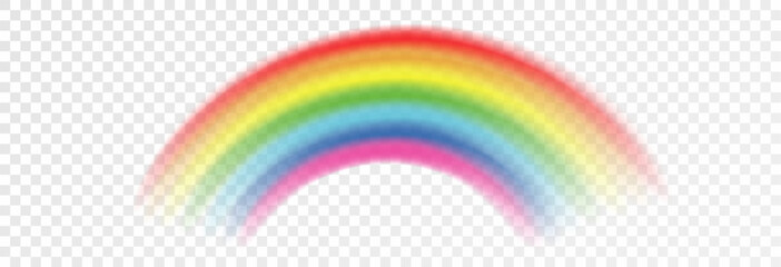 Obraz premium Rainbow, realistic rainbow spectrum on transparent background, vector png.