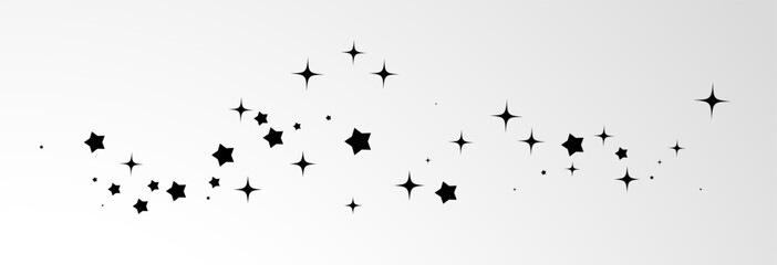 Shooting black star on a transparent white background. Festive star sprinkles, vector, png.