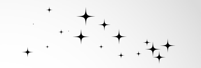 Shooting black star on a transparent white background. Festive star sprinkles, vector, png.