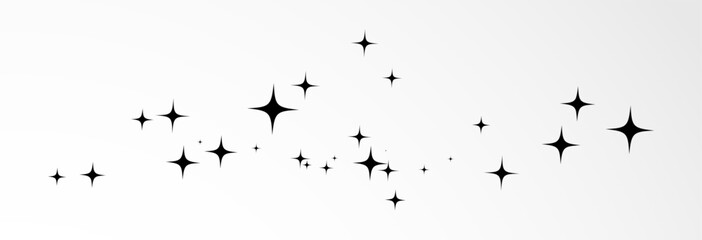 Shooting black star on a transparent white background. Festive star sprinkles, vector, png.	
