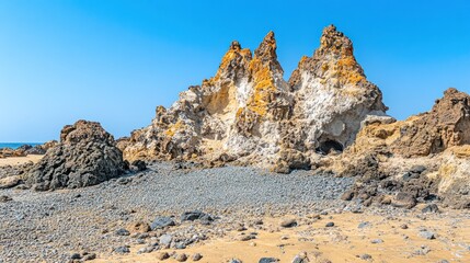 Coastal Rock Formation With Unique Colors And Textures
